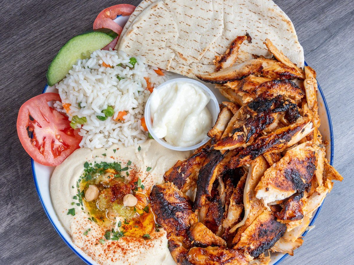 Shawarma Platter w/ Hummus & Rice